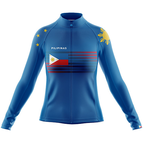 

21Grams Women's Long Sleeve Cycling Jersey Spandex Blue National Flag Bike Top Mountain Bike MTB Road Bike Cycling Quick Dry Moisture Wicking Sports Clothing Apparel / Stretchy / Athleisure