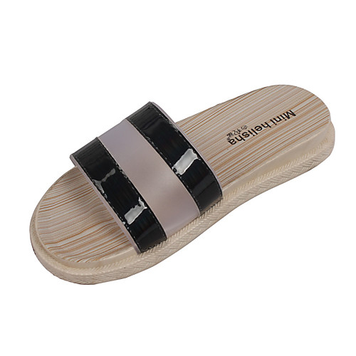 

Women's Slippers & Flip-Flops Flat Heel Open Toe Daily Home PVC Solid Colored Silver Gold Black