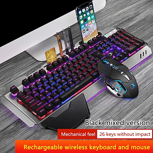 

K680 Wireless Gaming Keyboard and Mouse Backlight Metal Panel Rechargeable RGB Backlit Gamer Mouse Waterproof Keyboard Kit