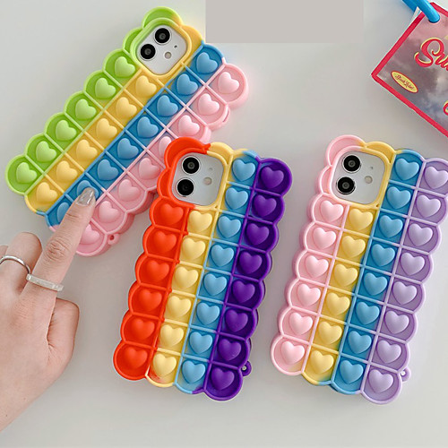 

Fidget Toys Push It Bubble Relive Stress Phone Case For iPhone 12 Pro Max 11 SE 2020 X XR XS Max SE2020 6 7 8 Plus Rainbow Silicone Back Cover