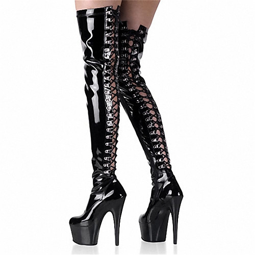 

Women's Boots Sexy Boots Stripper Boots Pumps Round Toe Closed Toe Over The Knee Boots Thigh High Boots Daily Beach PU Solid Colored Black