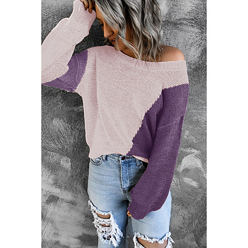 

Women's Pullover Long Sleeve Sweater Cardigans Round Neck Blushing Pink White Black