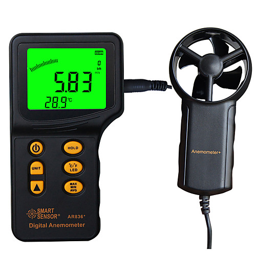 

Digital Airflow Anemometer Wind Speed Meter AR826 Wind Speed Measuring Range 0.3~45m/s