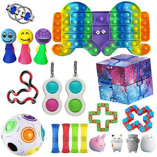 

20 pcs Fidget Sensory Toy Set Stress Relief Toys Autism Anxiety Relief Stress Pop Bubble Fidget Sensory Toy For Kids Adults