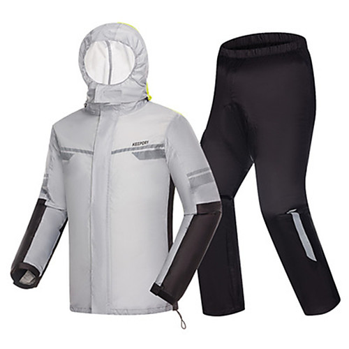 

Men's Rain Suit Rain Jacket Pants Hoodie Jacket Outdoor Reflective Waterproof Breathable Stain Resistant Clothing Suit Fishing Camping & Hiking Running Yellow Gray