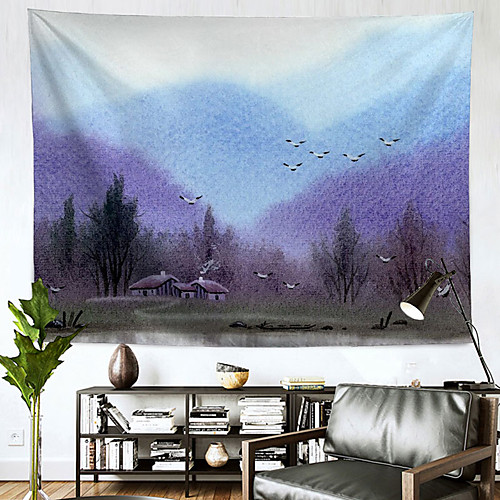 

Chinese Ink Painting Style Wall Tapestry Art Decor Blanket Curtain Hanging Home Bedroom Living Room Decoration Polyester