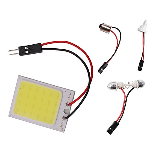 

LED Dome Light Bulb12v Interior Led Light Panel Super White COB 24-SMD Auto Car Dome map Reading Plate Light Roof Ceiling Wired Lamp with BA9S T10 Festoon Adapter 31-41mm Pack of 1