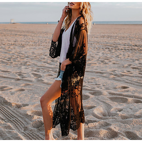 

Women's Coat Spring Summer Long Coat Regular Fit Casual / Daily Jacket Pattern Others White Black