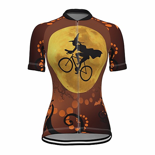 

21Grams Women's Short Sleeve Cycling Jersey Summer Spandex Black / Yellow Cat 3D Bike Top Mountain Bike MTB Road Bike Cycling Quick Dry Moisture Wicking Sports Clothing Apparel / Stretchy