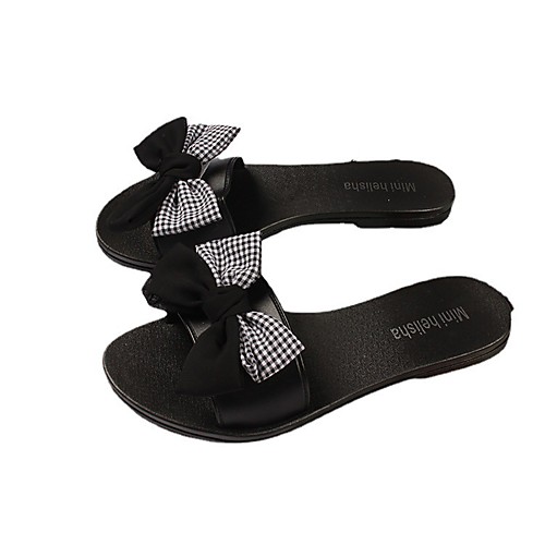 

Women's Slippers & Flip-Flops Flat Heel Open Toe Daily Home PVC Bowknot Plaid Yellow Pink Green