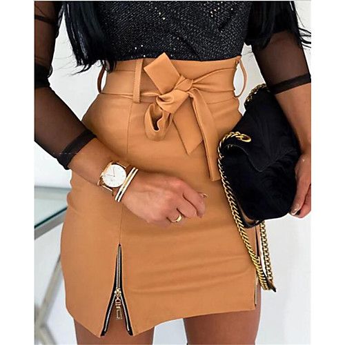 

Women's Homecoming Vacation Party Punk & Gothic Short Skirts Solid Colored Split Khaki White Black