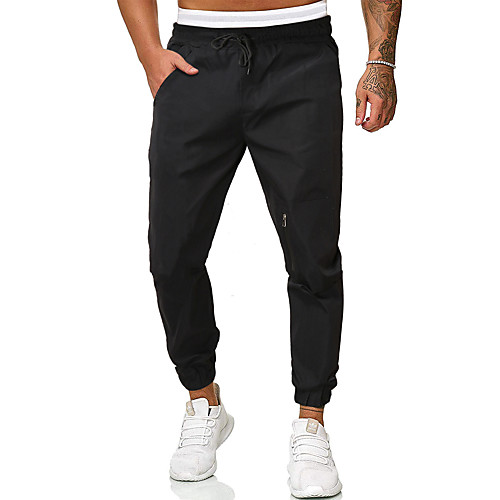 

Men's Cargo Sports Leisure Sports Pants Pants Solid Color Full Length Classic Black