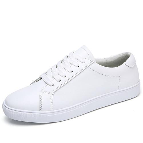 

Women's Sneakers White Shoes Flat Heel Round Toe Booties Ankle Boots Daily Work Leather Solid Colored White