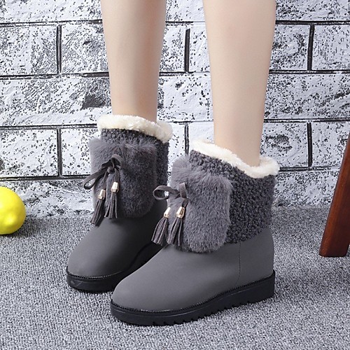 

Women's Boots Snow Boots Wedge Heel Round Toe Booties Ankle Boots Synthetics Tassel Solid Colored Gray Black Brown