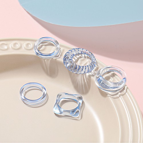 

Ring Geometrical Blue Green White Resin Stylish Simple European 5pcs One Size / Women's
