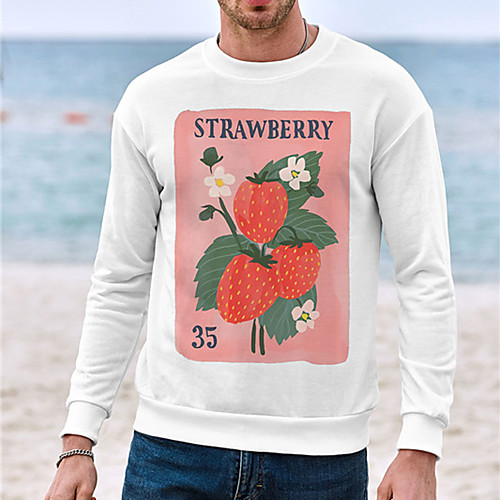 

Men's Unisex Sweatshirt Graphic Prints Strawberry Print Daily Sports 3D Print 3D Print Casual Hoodies Sweatshirts White