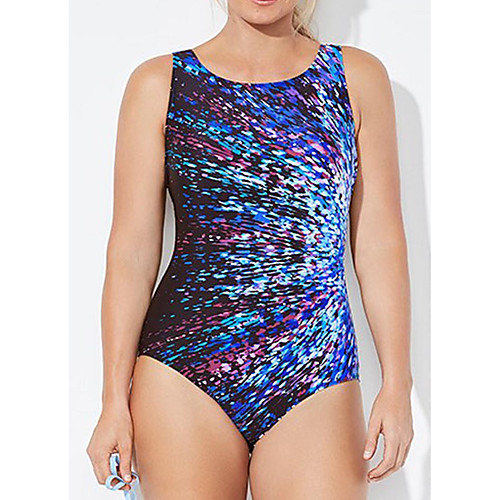 

Women's One Piece Swimwear Swimsuit Open Back Print Color Block Rainbow Swimwear Scoop Neck Bathing Suits New Casual Vacation