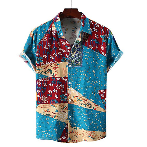 

Men's Shirt Graphic Short Sleeve Casual Tops Fashion Beach Blue
