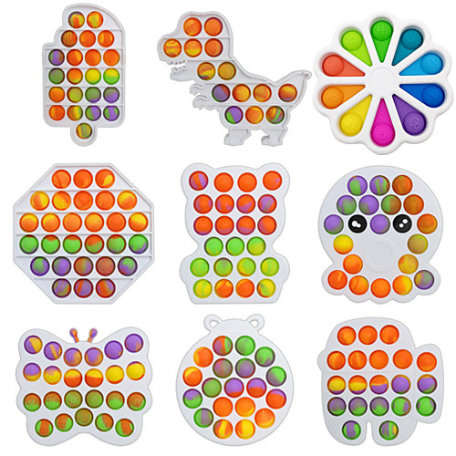 

2 pcs Rainbow Push Bubble Pops Fidget Sensory Toy for Autisim Special Needs Anti-stress Game Stress Relief Squishy Fidget Toys