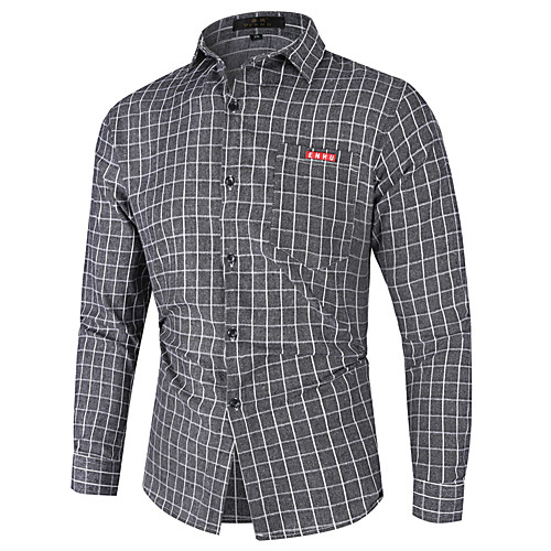 

Men's Shirt Other Prints Plaid Color Block Long Sleeve Daily Tops Cotton Basic Light Pink Gray Green