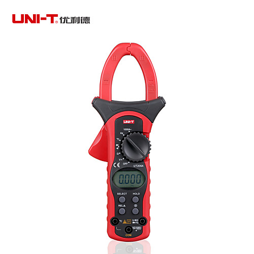 

UNI-T UT206A 1000A AC Digital Clamp Meter 4000 Count DMM Resistance Frequency Temperature Diode tester LCD Backlight Data hold