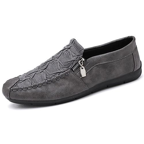 

Men's Loafers & Slip-Ons Comfort Loafers Light Soles Drive Shoes Casual Daily PU Non-slipping Wear Proof Gray Black Brown Fall Spring