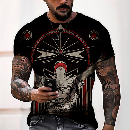 

Men's Unisex Tee T shirt Shirt 3D Print Graphic Prints Human Print Short Sleeve Daily Tops Casual Designer Big and Tall Black