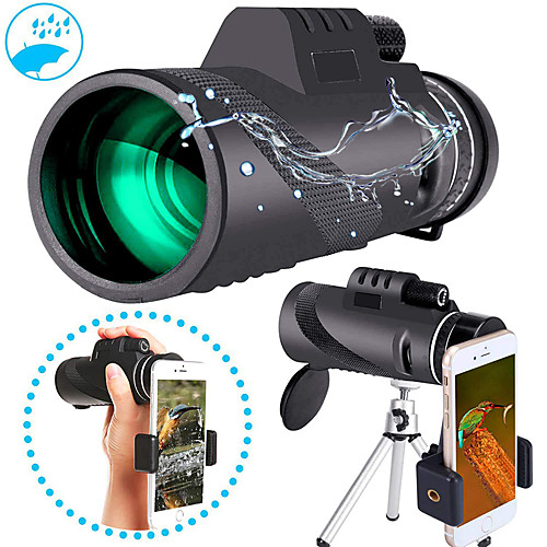 

40 X 60 mm Monocular with Phone Clip and Tripod Waterproof Portable Durable Lightweight 7 m Multi-coated BAK4 Camping / Hiking Hunting Fishing / with Tripod Mount / Bird watching