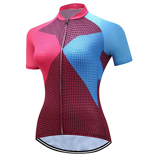 

21Grams Women's Short Sleeve Cycling Jersey Summer Spandex Polyester RedBlue Bike Jersey Top Mountain Bike MTB Road Bike Cycling Quick Dry Moisture Wicking Breathable Sports Clothing Apparel