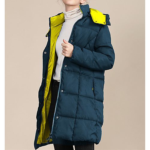

women's winter warm thick down jacket hooded puffer coat women both side patchwork coat zip button cardigan red