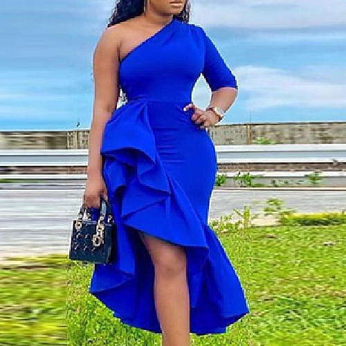 

Women's A Line Dress Midi Dress Blue Sleeveless Solid Color Summer Sexy Gentle 2021 S M L XL XXL