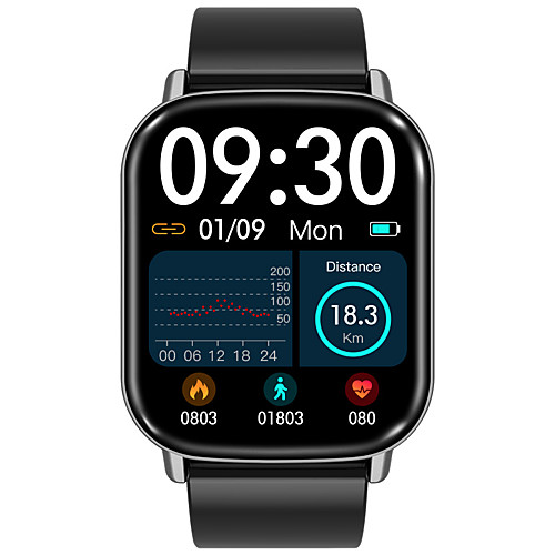 

H01 Unisex Smartwatch Fitness Running Watch Bluetooth Heart Rate Monitor Blood Pressure Measurement Calories Burned Information Message Control Stopwatch Pedometer Call Reminder Sleep Tracker