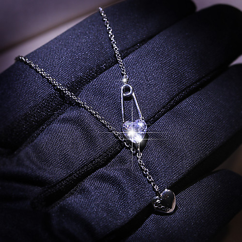 

Women's Clear AAA Cubic Zirconia Pendant Necklace Monogram Heart Dainty Trendy Rock Korean Brass Silver 50 cm Necklace Jewelry 1pc For Street Gift Prom Festival