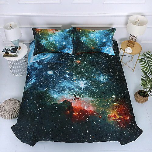 

Black and Blue Galaxy Bedding Sets Full Size 3D Mysterious Outer Space Green Cloud Duvet/Comforter Cover Starry Sky Digital Print Quilt Cover for Kids and Girls 3PCs