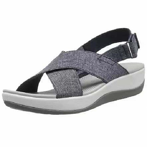 

Women's Sandals Wedge Heel Round Toe Polyester Solid Colored Blue Pink Khaki