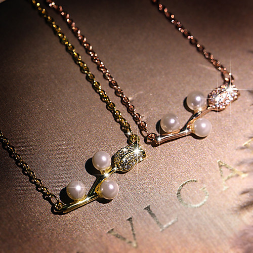 

Women's Ivory Pearl Pendant Necklace Monogram Floral / Botanicals Flower Elegant Fashion Korean Brass Rose Gold Gold 50 cm Necklace Jewelry 1pc For Anniversary Gift Birthday Party Festival