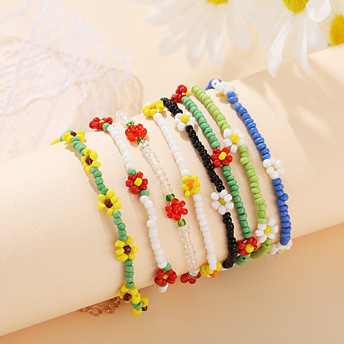 

Bead Bracelet Bracelet Beads Flower Stylish Ethnic European Sweet Boho Resin Bracelet Jewelry Blue / Yellow / Green For Party Evening Date Birthday Beach Festival