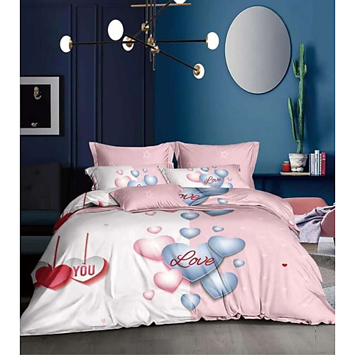 

Couple Wedding Duvet Cover Sets EsyDream Love Heart Wedding Bedding King Queen 3PC Ultra Soft Microfiber Couple Love Heart Duvet Cover 1pc with 2pc Pillowcase