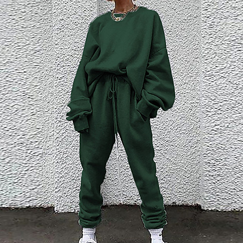 

Women's Active Plain Daily Wear Going out Two Piece Set Hoodie Jogger Pants Tops