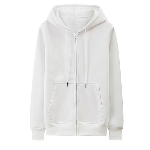 

Women's Plus Size Tops Hoodie Sweatshirt Plain Pocket Zip Up Long Sleeve Basic Fall Winter Gray White Black Big Size L XL XXL 3XL 4XL / Cotton / Cotton