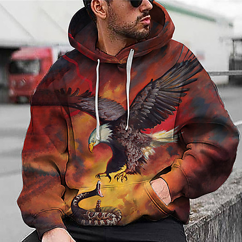 

Men's Unisex Hoodie Graphic Prints Eagle Print Daily Sports 3D Print 3D Print Casual Hoodies Sweatshirts Red