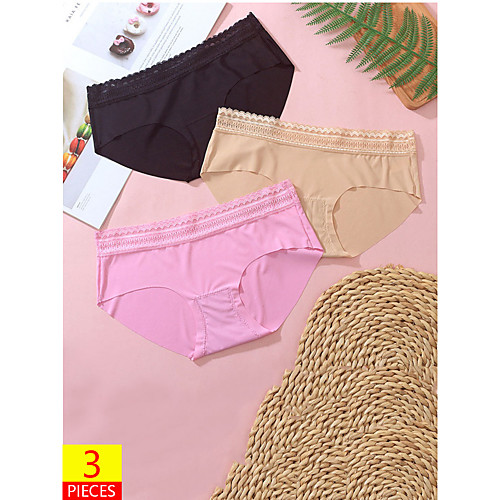 

Women's Basic Brief Micro-elastic Low Waist 3 Pieces Multi color One-Size