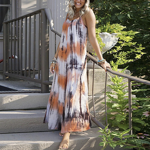 

Women's Strap Dress Maxi long Dress Purple Green Sky Blue Orange Red Navy Blue Rose Red Sleeveless Print Florals Spring Summer Casual 2021 S M L XL 2XL 3XL 4XL 5XL / Cotton