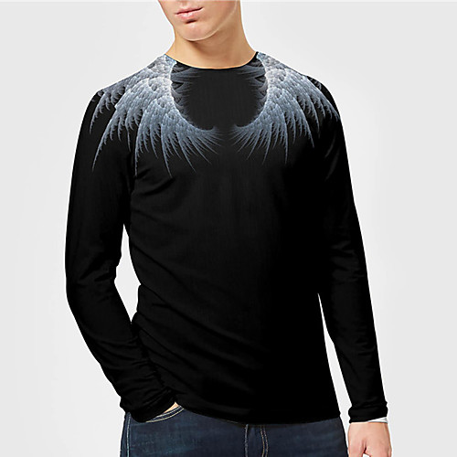 

Men's Unisex Tee T shirt Shirt 3D Print Graphic Prints Wings Print Long Sleeve Daily Tops Casual Designer Big and Tall Black