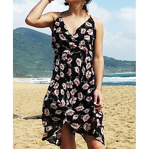

Women's Strap Dress Short Mini Dress 2101-1 Purple Yellow Blushing Pink Wine Gray Black Red Navy Blue Sleeveless Flower Spring Summer Casual 2021 S M L XL XXL