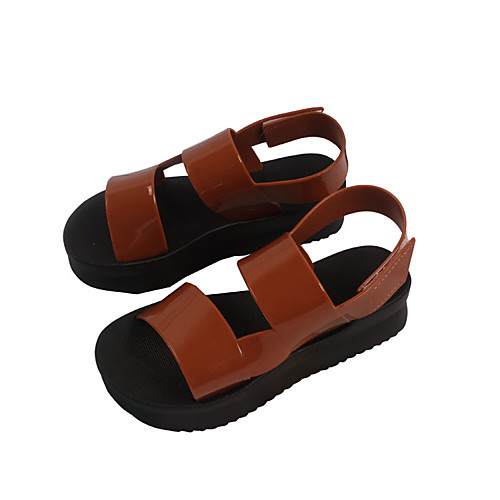 

Women's Sandals Flat Heel Open Toe Daily Outdoor PVC Color Block Almond Dark Brown Pink