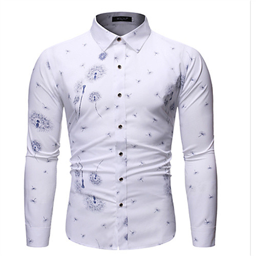 

Men's Shirt Graphic Long Sleeve Daily Tops Casual Blue White Navy Blue