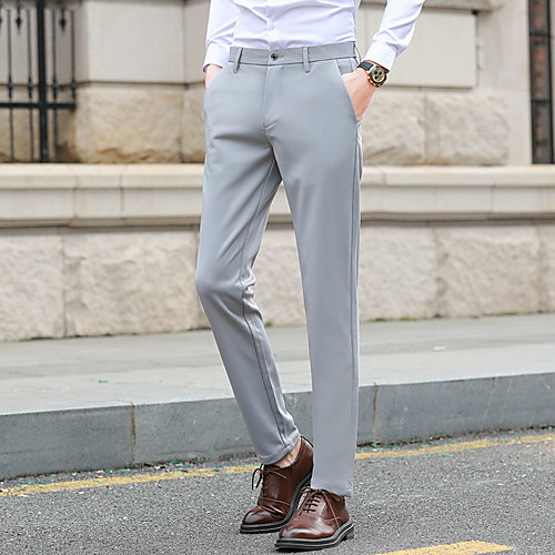 

Men's Chino Casual Daily Pants Business Pants Solid Color Full Length Classic Royal Blue Light gray Black Dark Gray