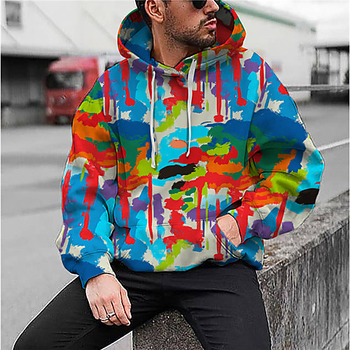 

Men's Unisex Hoodie Graphic Prints Oil Painting Print Daily Sports 3D Print 3D Print Casual Hoodies Sweatshirts Blue