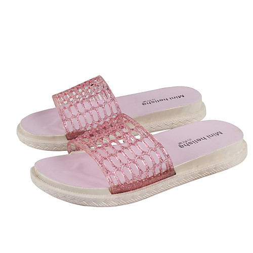 

Women's Slippers & Flip-Flops Flat Heel Open Toe Daily Home PVC Solid Colored Pink Champagne Silver